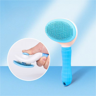 Pet one-touch de-shedding comb